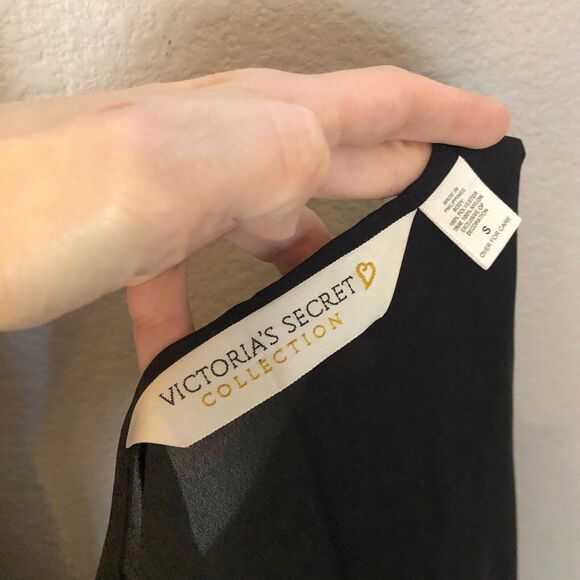 90s Vintage Victorias Secret Robe Small Black Open Chiffon Whimsigoth Burlesque - Picture 5 of 6